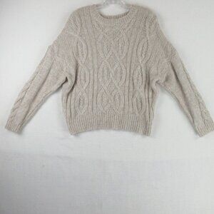 BB Dakota Fisherman's Sweater Size XS Crew Neck Cable Knit Long Sleeve Cream